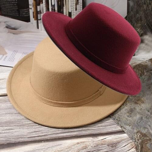 9 Colors Adjustable Circumference Wide Brim Unisex Church Hats Simple Solid Gentleman Ladies Jazz Cap