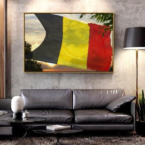 Artcozy Oil Canvas Painting belgium flag For Home Decoration Wall Art