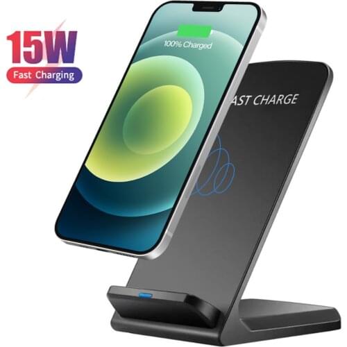 15w Qi Wireless Charger Phone Stand Dock For iPhone 12 Pro Max 11 Pro XS Max XR Samsung Xiaomi Huawei Quick Charging Holder