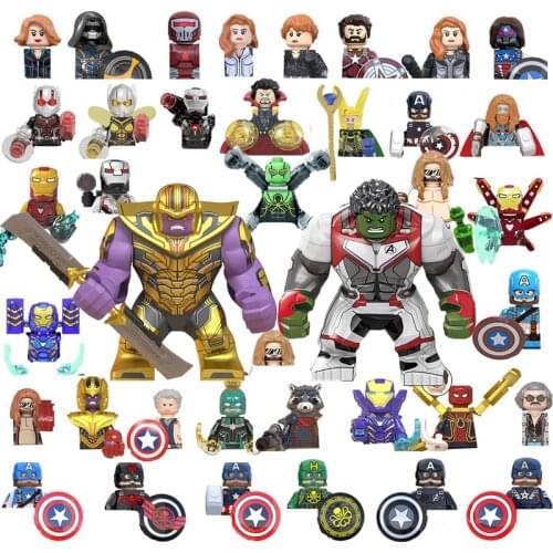 Kids Blocks Marvel Captain America Figures Building Blocks Hulk Thanos Spider Man Bricks Mini Toys For Children Christmas Gifts