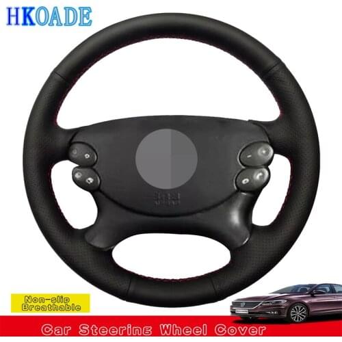DIY Black Comfortable Non-slip Faux Leather Hand-stitched Car Steering Wheel Cover For Mercedes Benz E-Class W211 E230 E280 E350