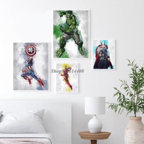 Pictures for Bedroom Home Decor Wall Art Canvas Paintings Prints and Posters Anime Room Decor Marvel Avengers Ron Man Thor Hulk