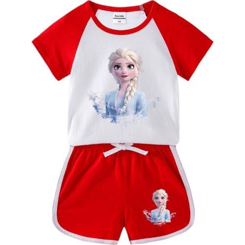 Kids Clothes Set Summer Children Clothing T Shirt+Short Pant 2 PCS Sets Toddler Baby Girls Cotton Sets Mickey Dolls Sport Suits