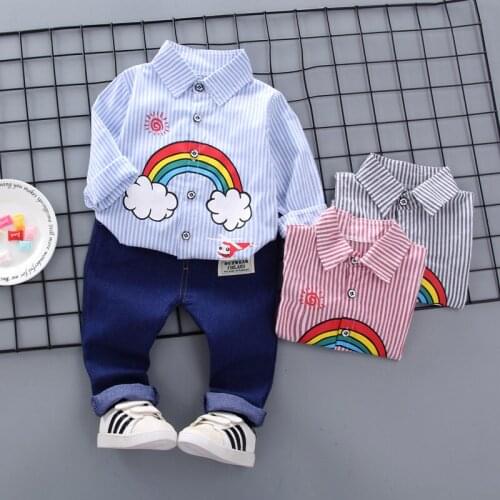 Baby Boys Clothes Set Autumn Kids Cartoon Rainbow Top+Pants 2PCS Children Clothing Toddler 2021 Hot Sale Sport Suit 0-4 Years