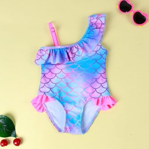 Swimsuit For Girls Baby Kids Girls Print Backless Ruffle Bikini One Piece Swimwear Swimsuit High Quality One-piece Swimsuits Set