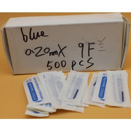 500 Pcs Blue 9 Pin Permanent Makeup Blade 0.2mm Manual Eyebrow Tattoo Needles For 3D Eyebrow Microblading Pen