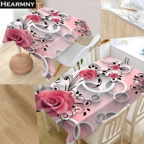New Pink Flower Tablecloth Waterproof Oxford Fabric Square/Rectangular Tablecloth For Wedding Table Cloth Cover TV Covers