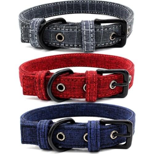 New Personalized Pet Dog Collars Canvas Dog Necklace Basic Collars Print Collar Adjustable for Small Medium Dogs Qianyi