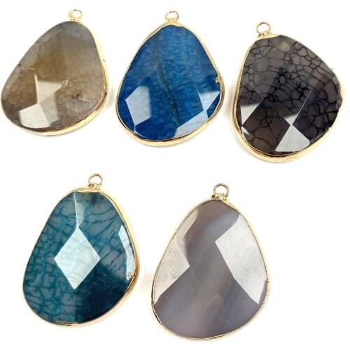 New Style Natural Stone Pendant Section Irregular Dragon Agate Pendant For Jewelry Making Charms DIY Necklace Accessory