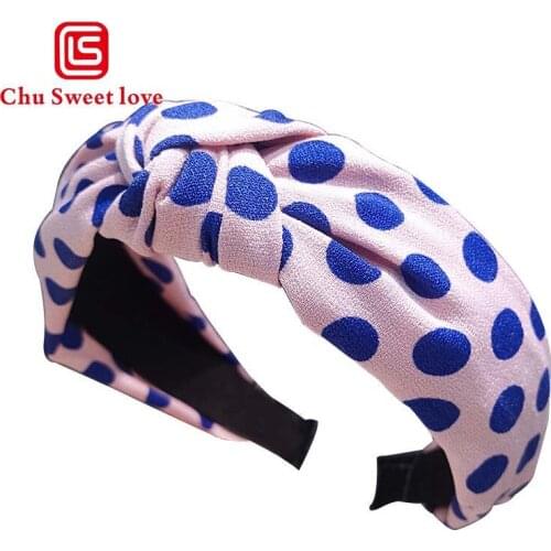 Fashion Headband Women Vintage Twist Hairband Girls Cute Dot Printing Bow Knot Hairband Headwear Hair Band Chic Ins Hoop