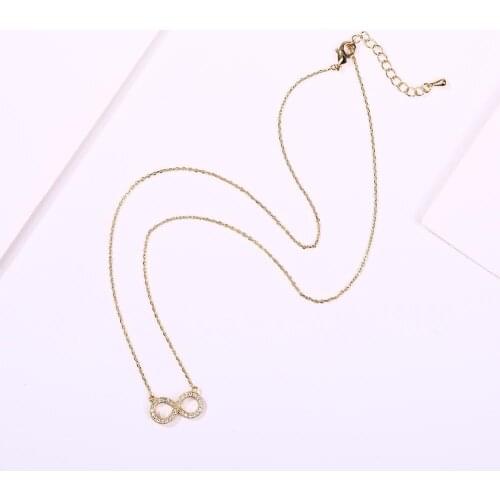 2020 New Fashion Letter 8 Zircon Pendant Necklace Lucky Number 8 Choker Chain Necklace Women Best Friend Gift Party Accessory