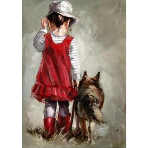 Full Square / Round Drill 5D DIY Diamond Painting "Girls and animals" 3D Embroidery Cross Stitch Home decor WG1073