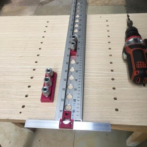 Dowelling Jig Adjustable Aluminum Pocket Hole Jig For Furniture Connecting 3 In 1 Woodworking Drill Locator Punching Drill Bit