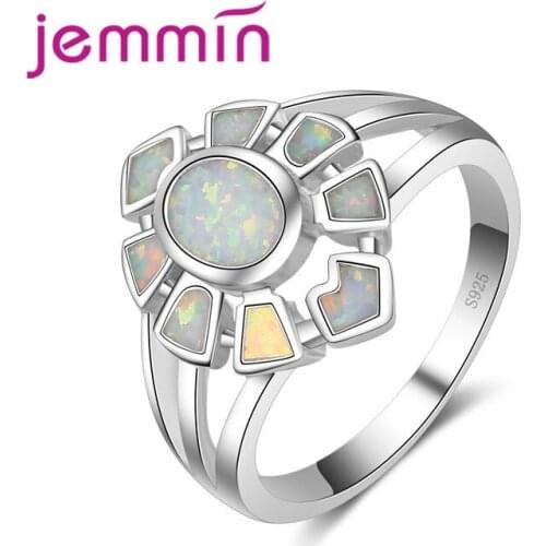 Multicolor Opal Ring 925 Sterling Silver Silver Color Jewelry With Eye Shaped For Women Vintage Style