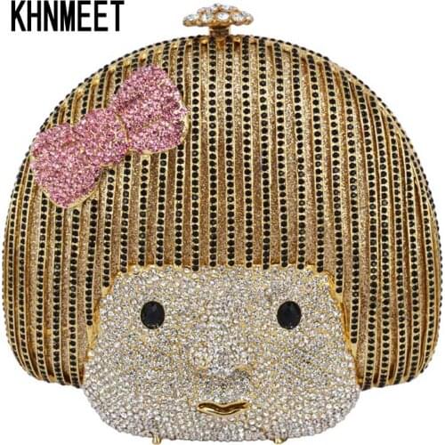 Luxury Evening bag Eva Girl Face crystal Clutch party bag Korean Cute girl Clutch bags prom handbag manufacturer SC061