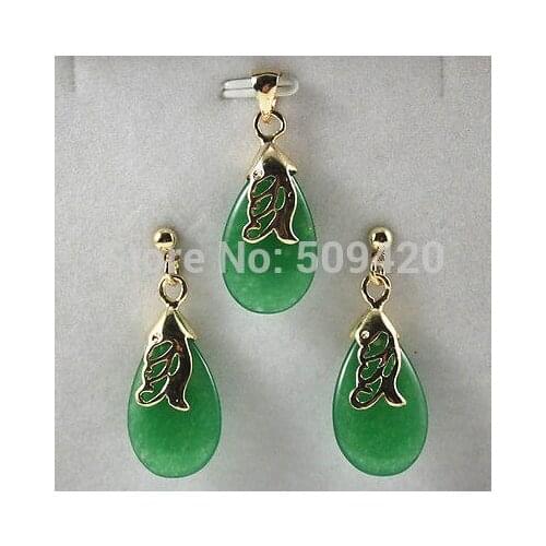 Good p&p Wholesale >>>>lovely green/blue/purple/yellow/red stone new pendant earring set