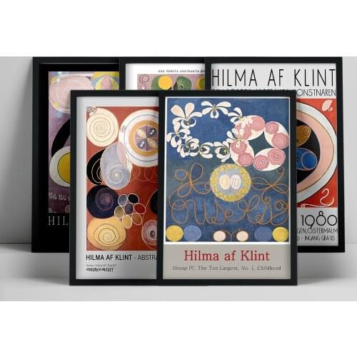 Swedish Hilma af Klint Exhibition Poster Vintage Autrement Abstract Pictures Modern Mid Century Abstract Canvas Painting Decor