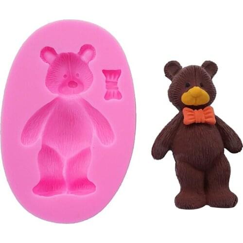 Cute Bear Confectionery Fondant Silicone Mold Party Cupcake Decorating Tools Polymer Clay Soap Molds Chocolate Gumpaste Moulds