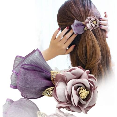 Headdress Hairpin Beautiful Snow Yarn Cloth Art Flower Head Horse Hair Clip Hairpin Clip Dish Accessories Hair Pins for Women