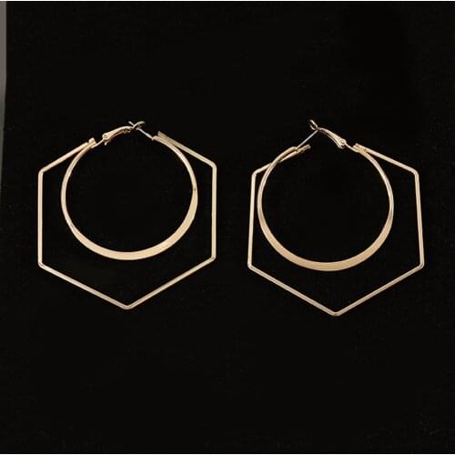 Women Geometric 2021 New Arrival Classic Oorbellen Earrings Temperament Of Hexagonal Geometry Aros Big Aretes Ear Rings