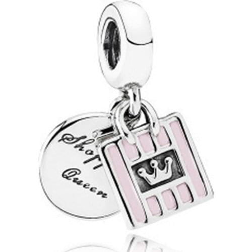 100% 925 Sterling Silver Charm New Enamel Queen Pendant Fit Pandora Women Bracelet & Necklace Diy Jewelry