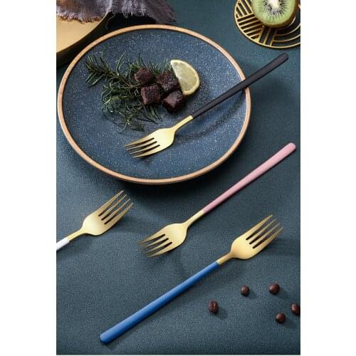 1PC 21CM Stainless Steel Long Handle Dinner fork Korean Fork Hotel Restaurant Party Supplies Dinnerware Steak Gold Fork XB 110