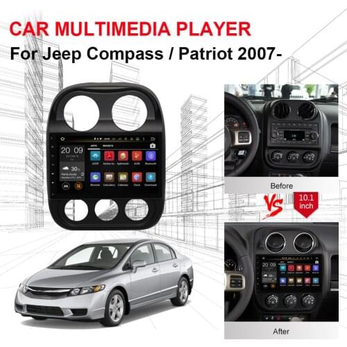 10.1 Inch IPS Screen Android 8.0 Octa Core 4GB RAM Car Radio Stereo For Jeep Compass Patriot 2007- Multimedia Player Wifi DAB