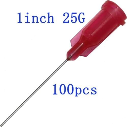100pcs, Syringe Needle 25Ga Blunt Tip Dispensing Needles with Luer Lock 25Gauge x 1Inch Length,For Industrial Mixing Many Liquid