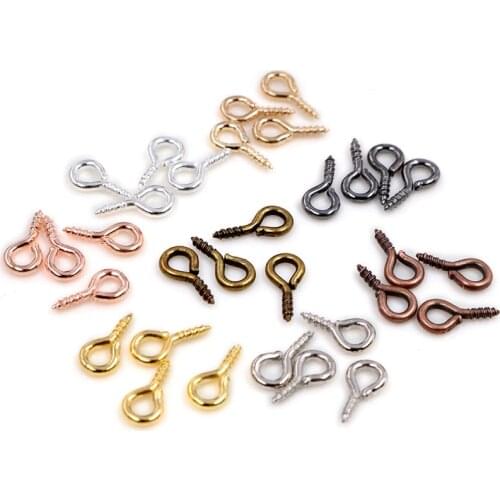 200pcs Small Tiny Mini Eye Pins Eyepins Hooks Eyelets Screw Threaded Stainless Steel Clasps Hook Jewelry Findings For Making DIY