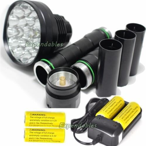 24*XML T6 LED 8000 lumen 18650 26650 exploration torch light flashlight tactical lantern,self defense,camping light, lamp