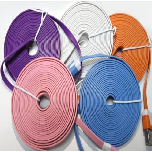 400pcs/lot 3M 10FT Flat Noodle Style 8pin USB Sync Charger Data Cable for iPhone 6 6s 7 8 Plus X XS