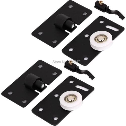 85mmx45mm Plate 30mm Dia Plastic Wheel Furniture Sliding Door Roller 2 Pairs