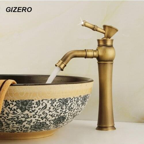 Antique Faucet Bathroom Basin Mixer Cold and Hot 360 Swivel Spout Single Hole Deck Mounted Vanity Sink Mixer Crane ZR155