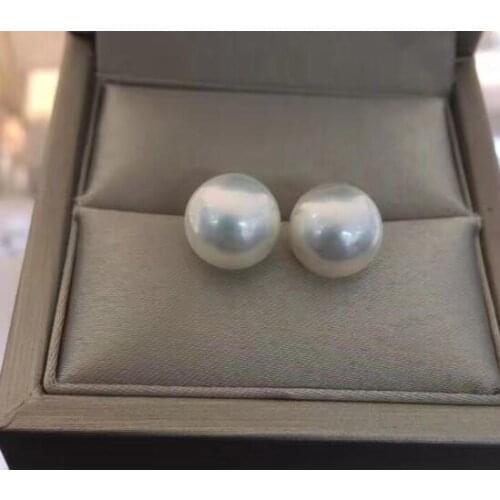 Free shipping>>>>noble jewelry White SouthSea maba Pearl Stud Earrings
