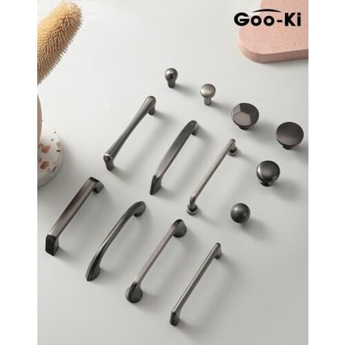 Zinc Alloy Carpathian Gray Gold Cabinet Handles Solid Drawer Knobs Kitchen Cupboard Door Pulls Furniture Handle Cabinet Hardware