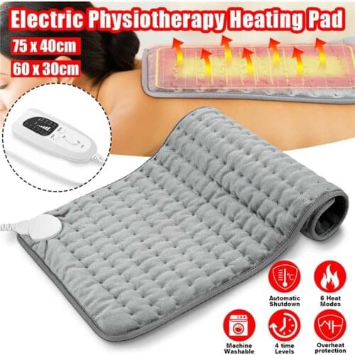 6 Level 120W Electric Heating Pad Timer For Shoulder Neck Back Spine Leg Pain Relief Winter Warmer 75x40cm 60x30cm