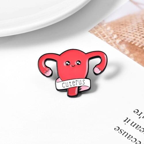 IK39 CUTERUS Pin Badge Uterus Lapel Brooch Midwife Gift for Doctor Feminist Jewelry Gynecologist Hard Enamel Feminist Uterus Pin