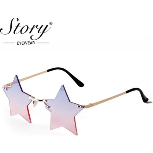 STORY Fashion Star Frameless Sunglasses Women Men 2020 New Design Rimless Ocean Purple Sun Glasses Shades for Party S3449E