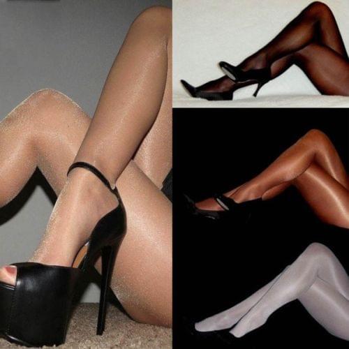 Hot Sale Women Sexy Shiny Glitter Glossy Elastic Stockings Ladies Solid Pantyhose Tights Stockings Black Gray Skin Coffee