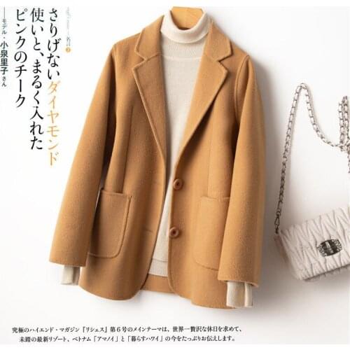 Autumn Winter Fashion Chic Wool Jackets Women Elegant Single Breasted Loose Outwear Female Solid Color Long Sleeve Coats L738