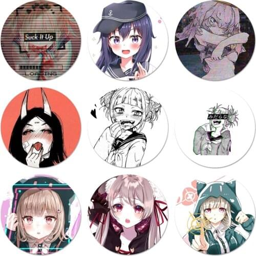 LEWD Sad Japanese Anime Aesthetic Icons Pins Badge Decoration Brooches Metal Badges For Backpack Decoration