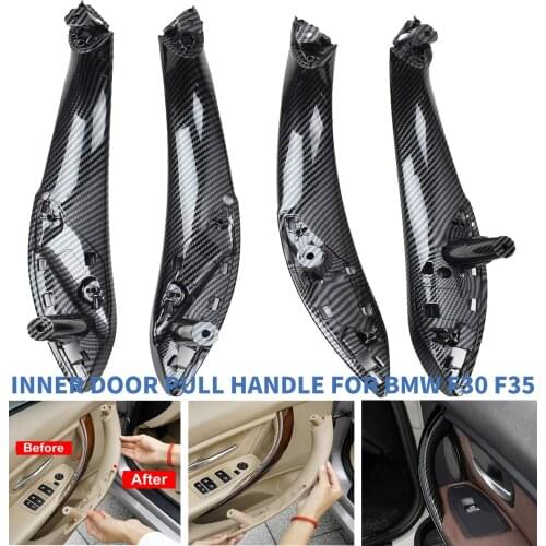 LHD RHD Carbon Fiber Front Rear Left / Right Car Interior Inner Door Pull Handle Cover For BMW F30 F80 F31 F32 F33 F35 2013-2018