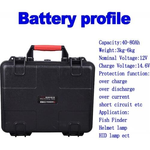 Lifepo4 lithium iron phosphate 12.8v 12V 40Ah 60Ah 80Ah waterproof Battery case smart bluetoorh BMS for fish finder bait boat
