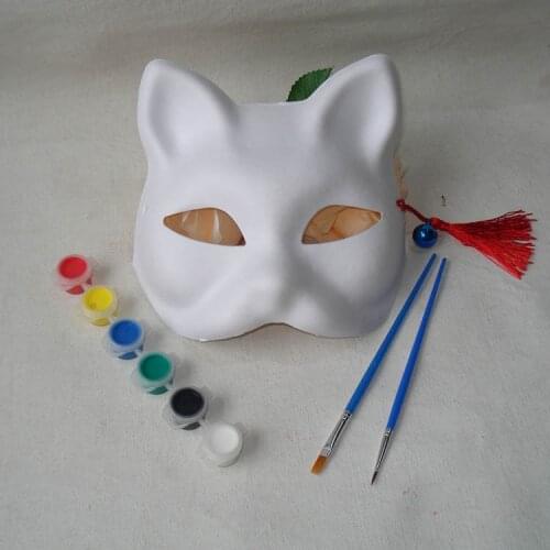 DIY Pulp Cat Fox White Paper Unpainted Animal Mask For Men Women Kids Venetian Carnival Face Masks Party Supplies halloween