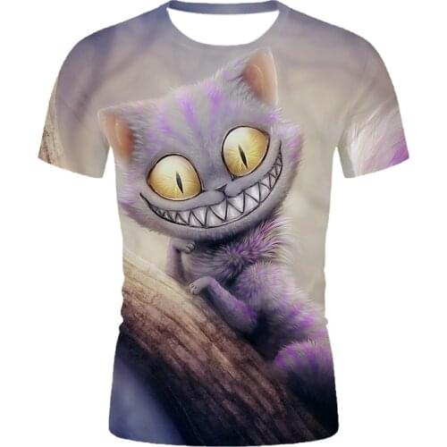 Mens fashion cartoon cat t-shirts Animal graphic T-shirts Mens 3DT shirt Summer fun t shirt short sleeve Harajuku shirt Hip-hop