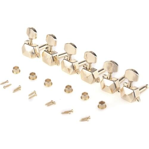 Musiclily Pro 6 in Line Guitar Semi Closed Tuners Machine Heads Tuning Pegs Keys Set for Electric Guitar, Gold
