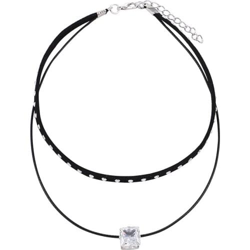 New Fashion Retro Geometric Pendant Collar Double chains leather simple choker Heart necklace gift for women girl 136455