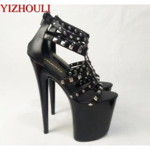 New rivet decoration, 20 cm high stiletto heels, high waterproof, stylish sandals