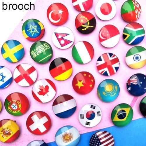 Wholesale Crystal brooches badge Glass Dome Pins worldwide brooches Countries Flag Laple Pin Badge Pin For You Choose Kid Gifts