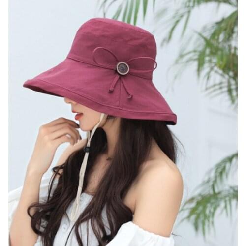 Collapsible Bucket hat For Women sun protection Cotton Bucket Bonnet peaked cap Panama hat bonnet Fishing hat chapeu bucket